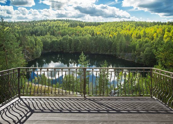 balcony | a big forest with a lake wallpaper