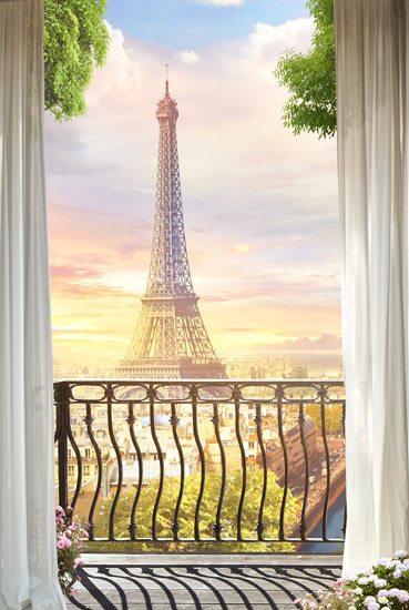 Balcony with a view of the Eiffel Tower