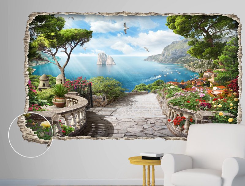 Hole in the wall with spectacular sea view | wall sticker