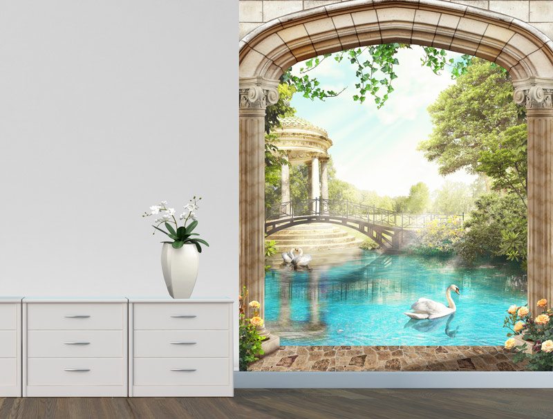 Gate with Swan Lake | wallpaper