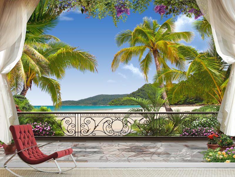 Beautiful balcony on a tropical island with spectacular views