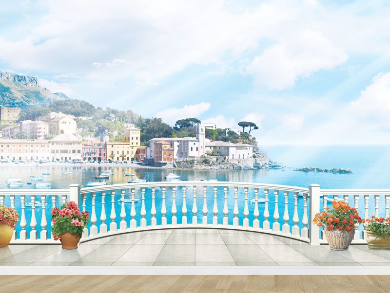 Beautiful balcony with city and sea views