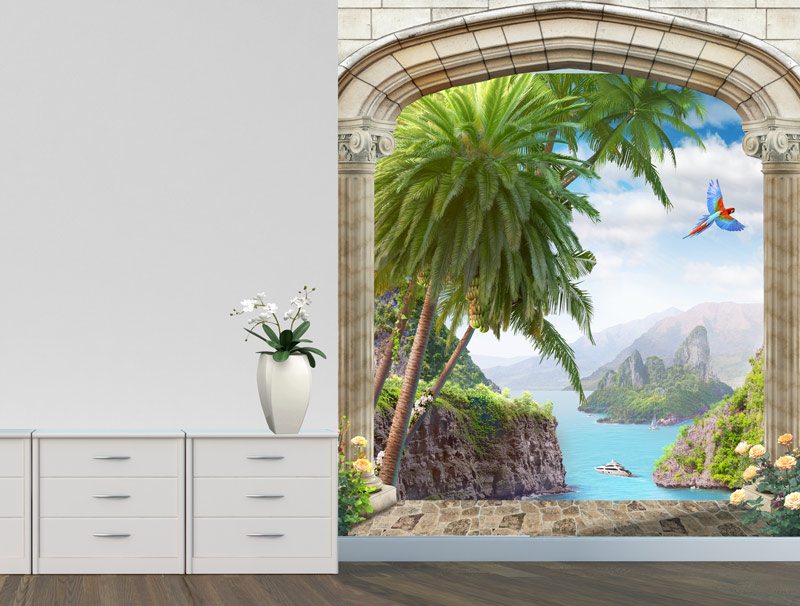 Gate with a view of tropical islands