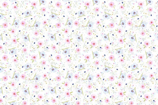 Floral wallpaper in shades of pink and blue