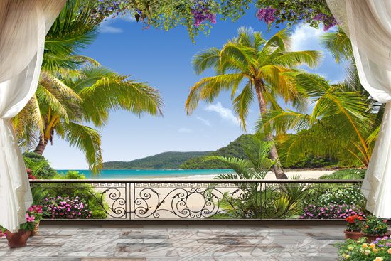 Beautiful balcony on a tropical island with spectacular views