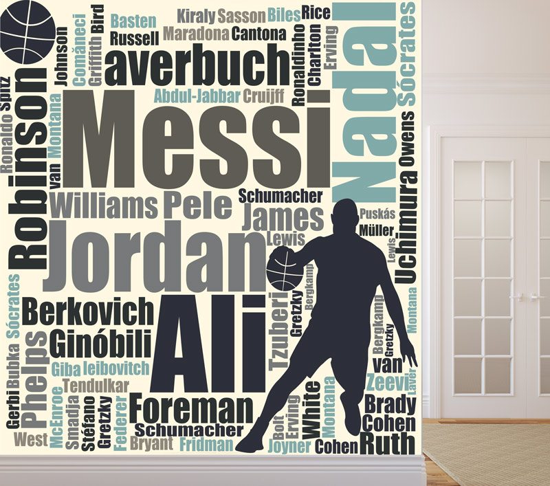 Names of basketball players wall sticker
