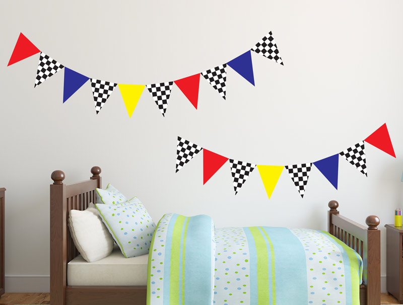 Flags of racing cars wall sticker