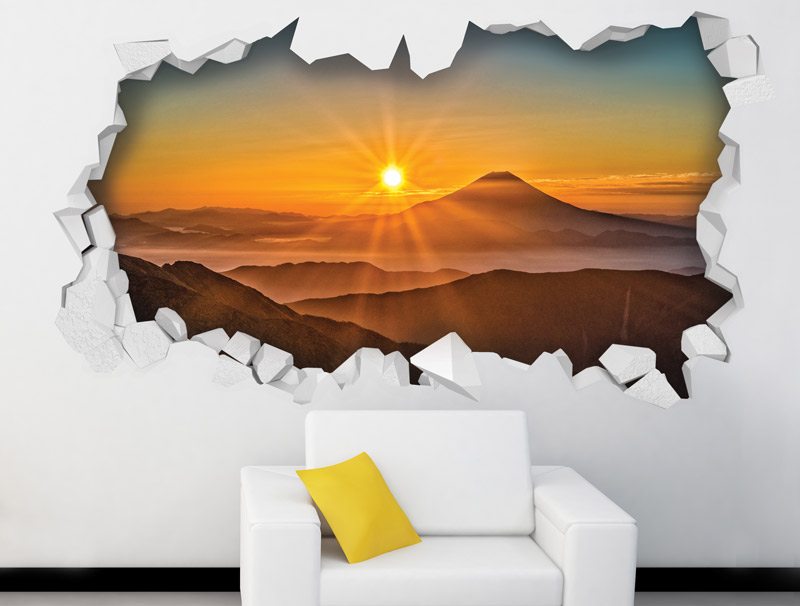 Wall Sticker | A three-dimensional hole with a sunset view