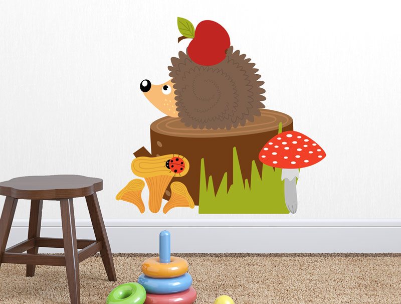 Wall Sticker | A small hedgehog with an apple stuck on its back