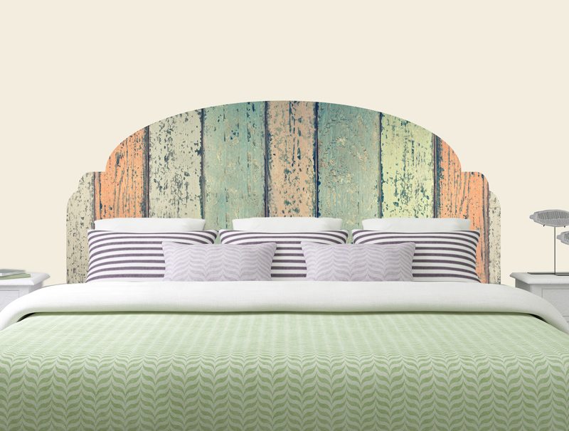 Wall Sticker | A headboard sticker with colorful wooden boards