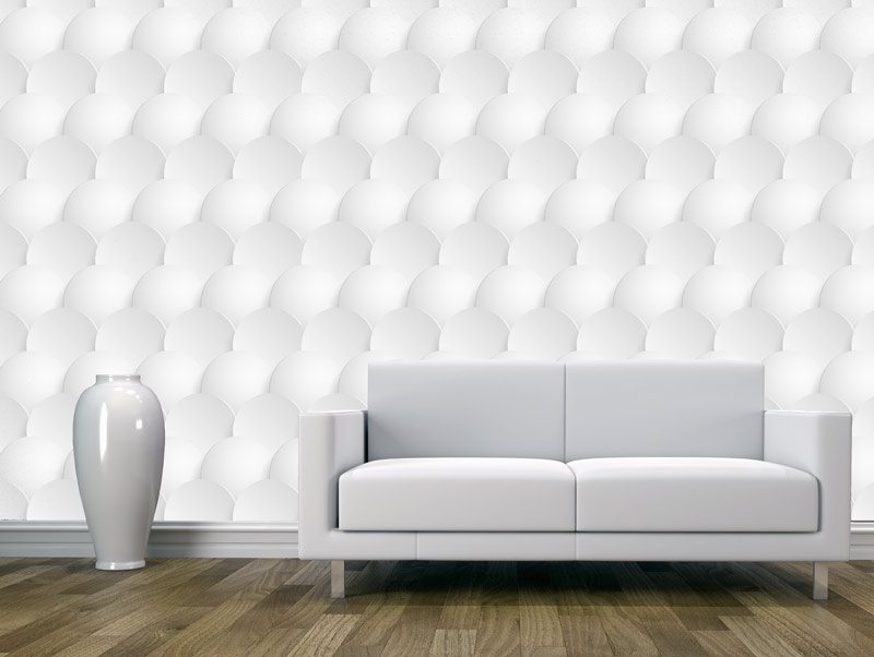 A 3D-like scaled wallpaper in white