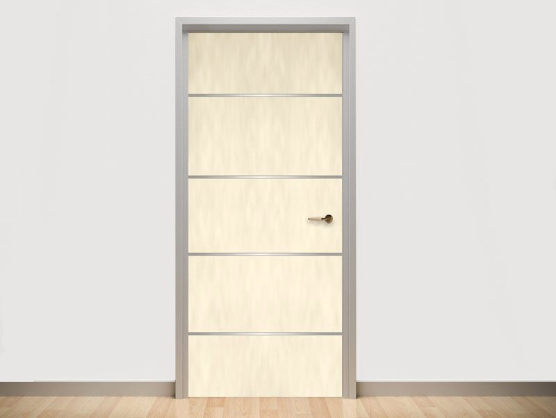 door Wallpaper | A  cream door with nickel bars