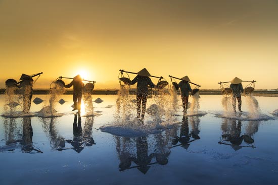 Wallpaper | Salt fields in Vietnam at sunrise