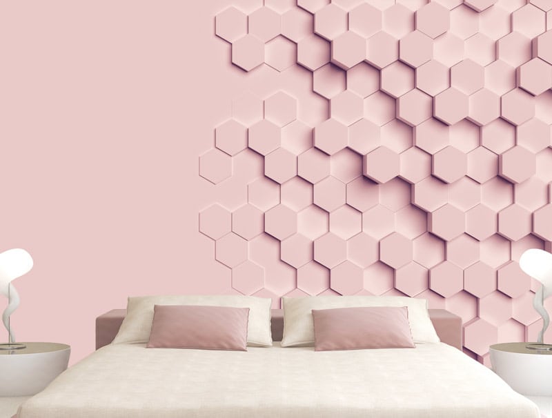 Wallpaper | three-dimensional pink hexagons