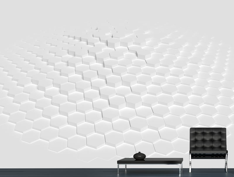 Wallpaper 3D gray hexagons