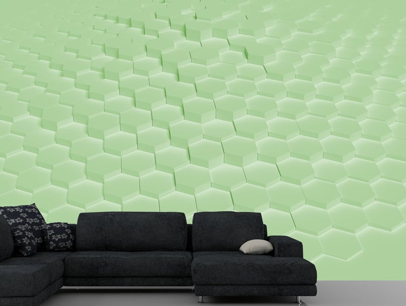 Wallpaper 3D green hexagons