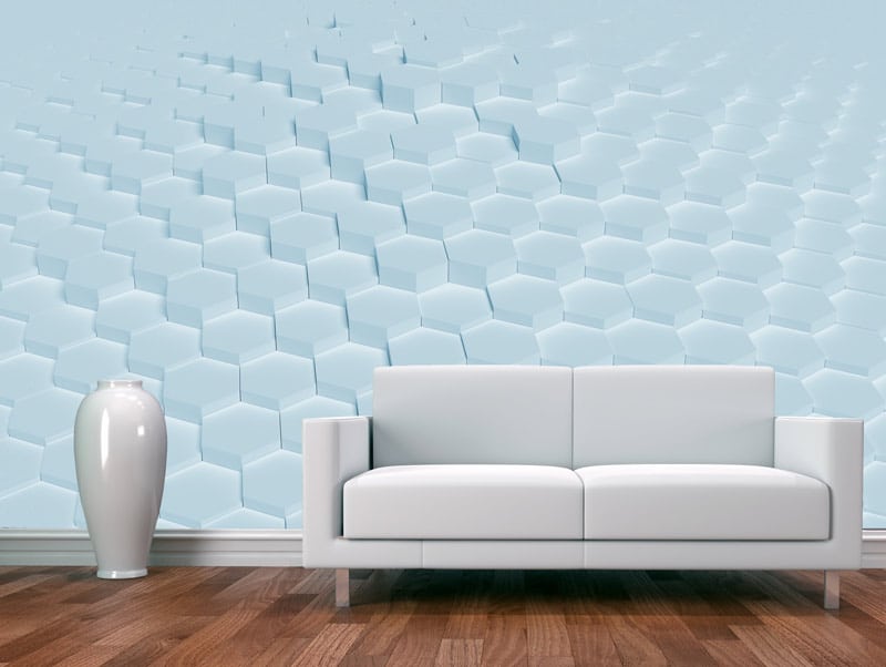 Wallpaper 3D blue hexagons