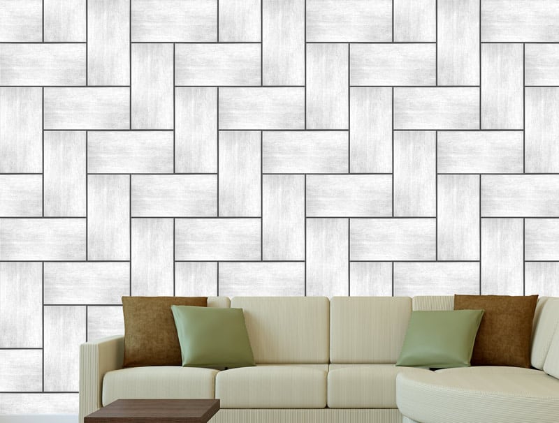 Wallpaper | White zigzag parquet