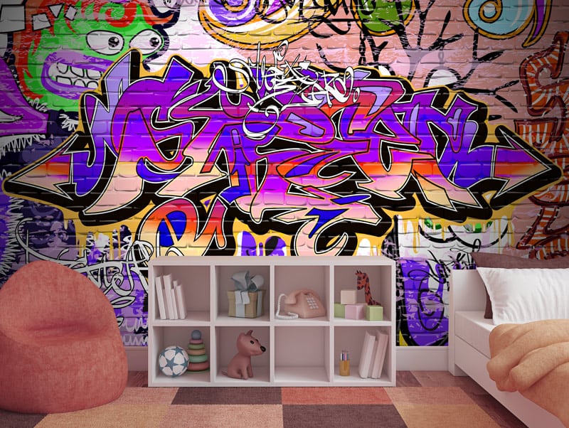 Wallpaper | graffiti in shades of pink and purple