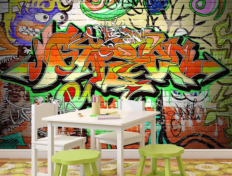 Wallpaper | graffiti in orange and green