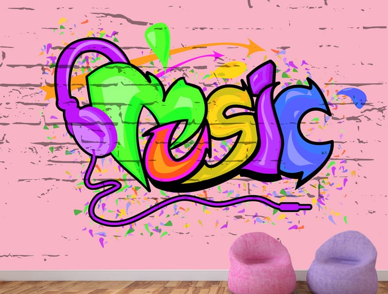 Wallpaper | Graffiti music with a pink background