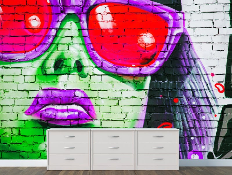 Wallpaper | Graffiti a green woman and red glasses