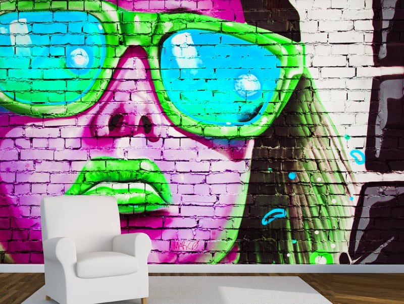 Wallpaper | Graffiti a purple woman with green glasses