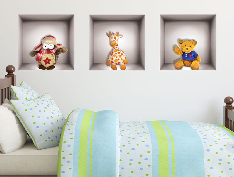 Wall Stickers | 3D niches with cute stuffed animals