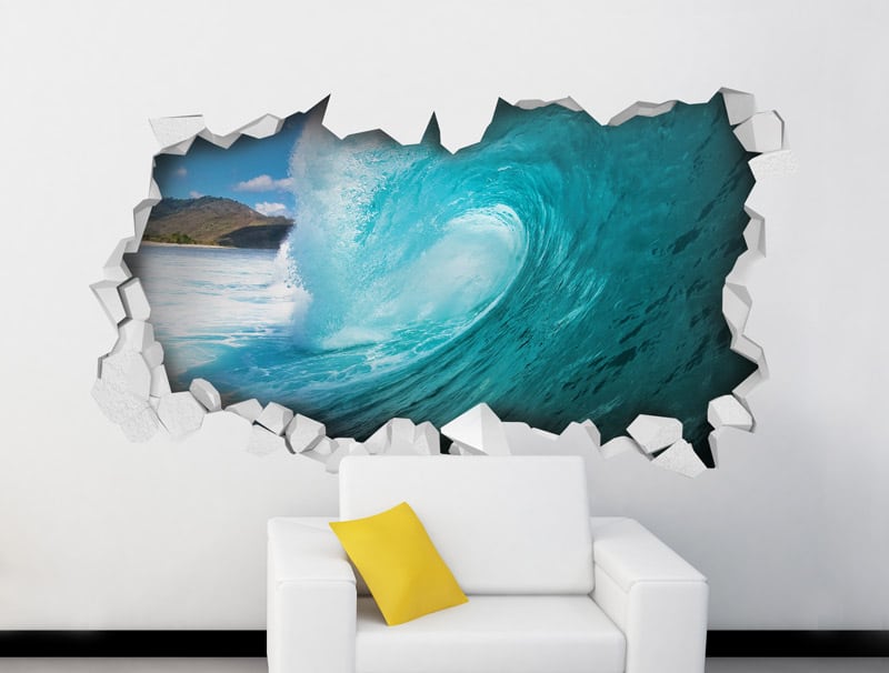 Wall Sticker | A hole in the wall with a blue wave