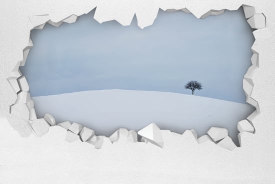 Wallpaper | A hole in the wall with a snowy view