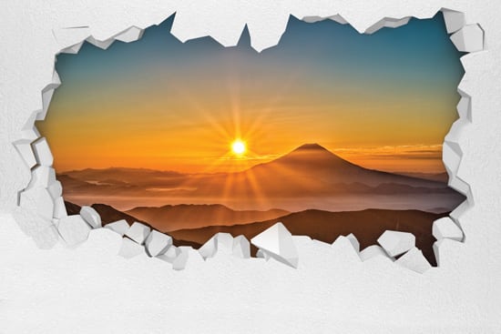 Wallpaper | A hole in the wall with a beautiful view of the sunrise