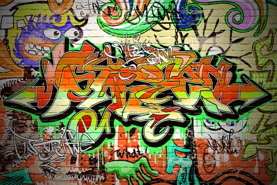 Wallpaper | graffiti in orange and green