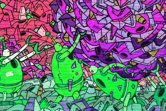 Wallpaper | Colorful graffiti robots