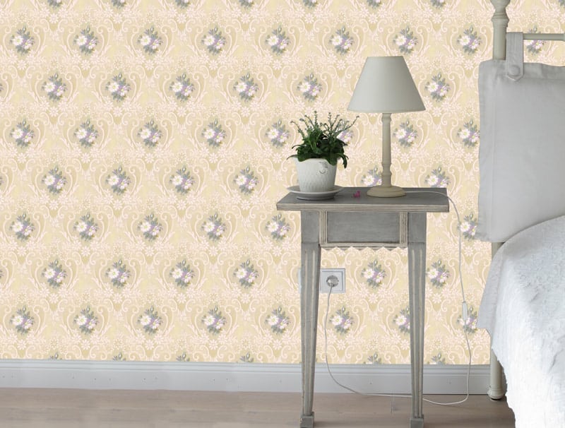 Wallpaper | Small flowers and beige decorations