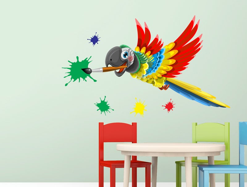 Wall Sticker | colourful parrot with paint stains