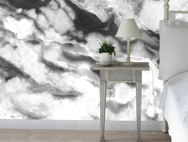 Wallpaper - white marble and dark gray
