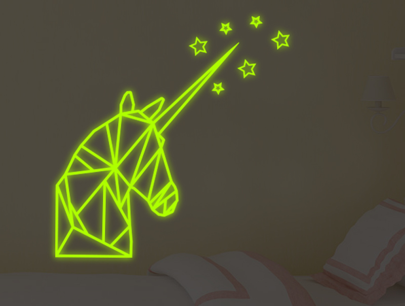 Glow in the dark sticker - geometric unicorn