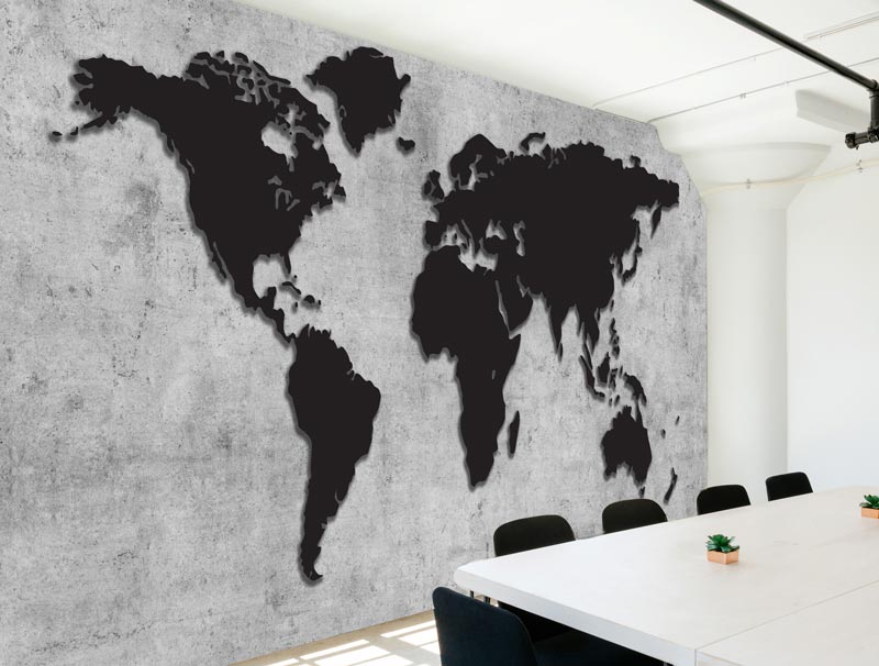 Wallpaper - a map on a concrete wall