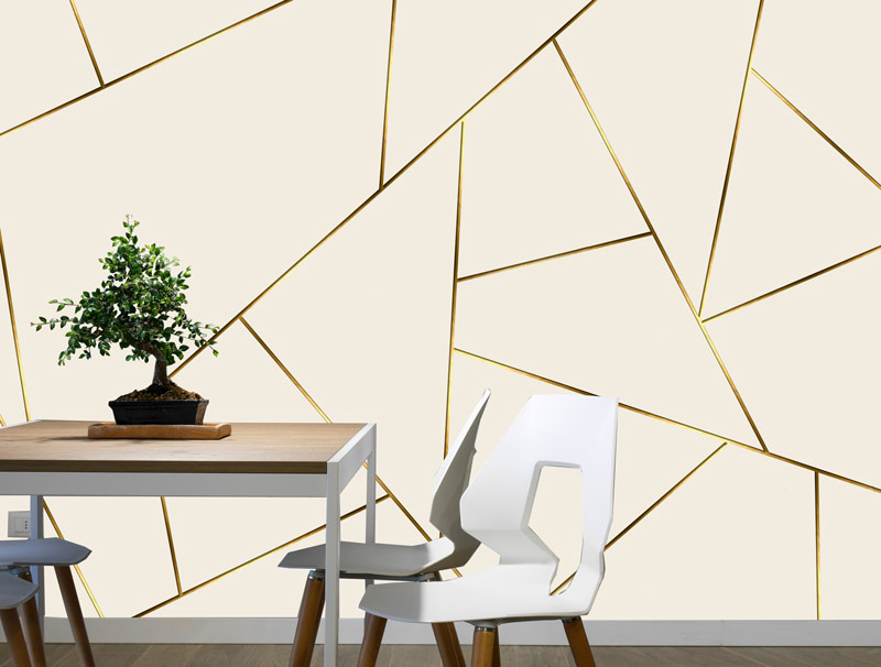Wallpaper - Geometric shapes in gold beige