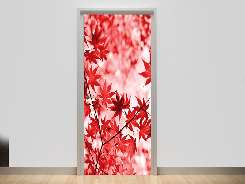 Wallpaper for the door-a red tree top
