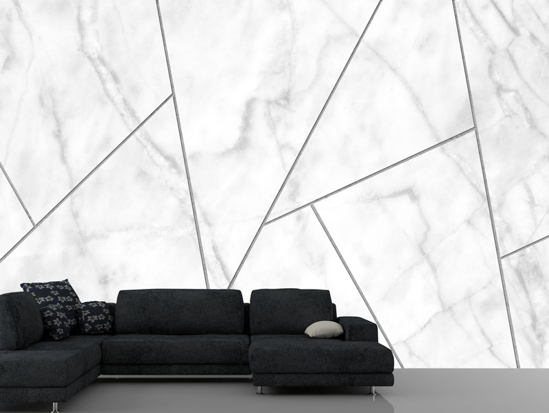 Wallpaper - Geometric shapes of white marble
