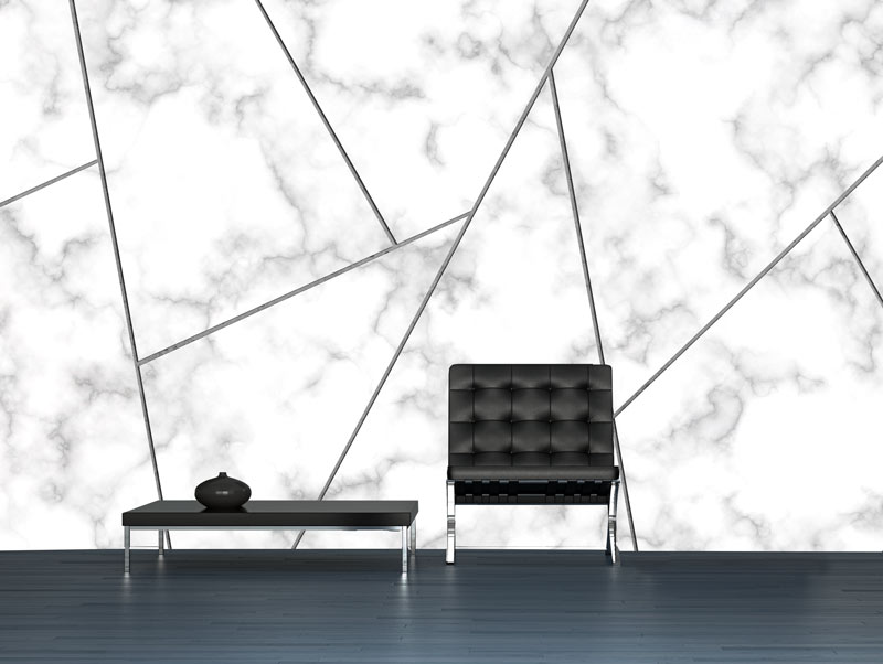 Wallpaper - geometric shapes - white and gray marble