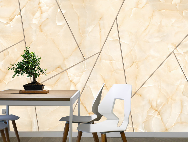 Wallpaper - geometric shapes of beige marble