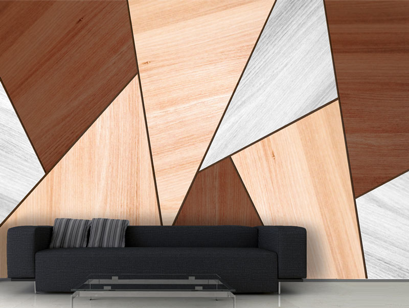 Wallpaper - geometric shapes wood designed