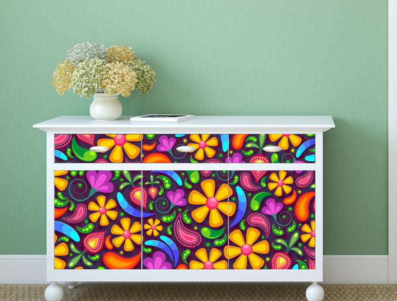 Wallpaper for furniture - colorful flowers