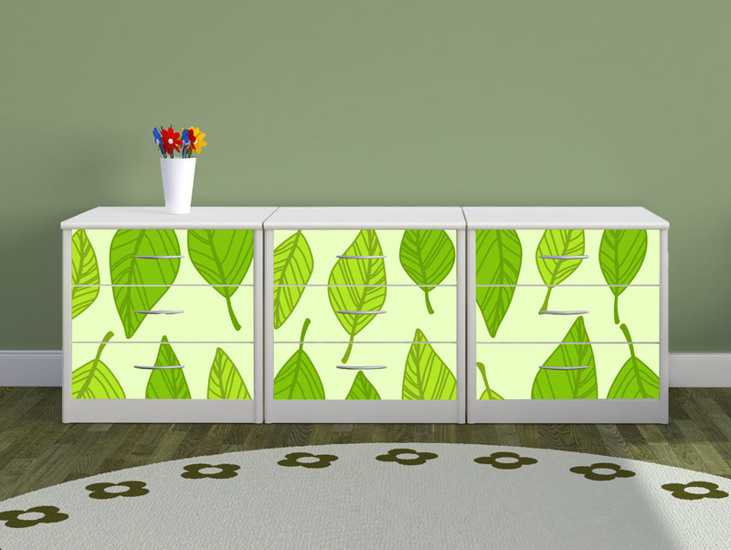 Wallpaper for furniture - painted leaves