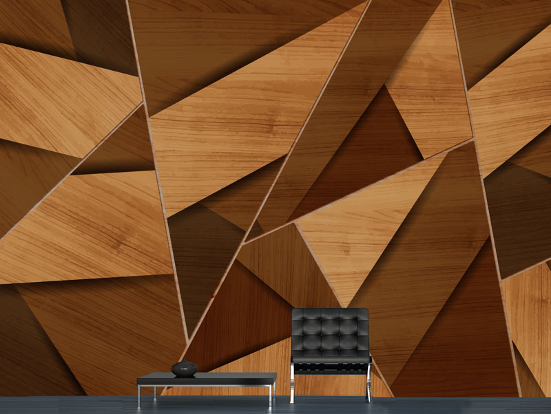 Wallpaper - geometric shapes of varied wood