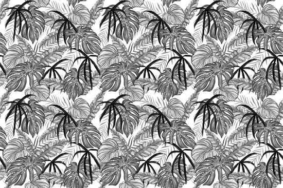 Wallpaper - leaves painted in grayscale