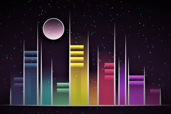 Wallpaper - a colorful city from the future