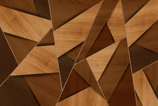 Wallpaper - geometric shapes of varied wood